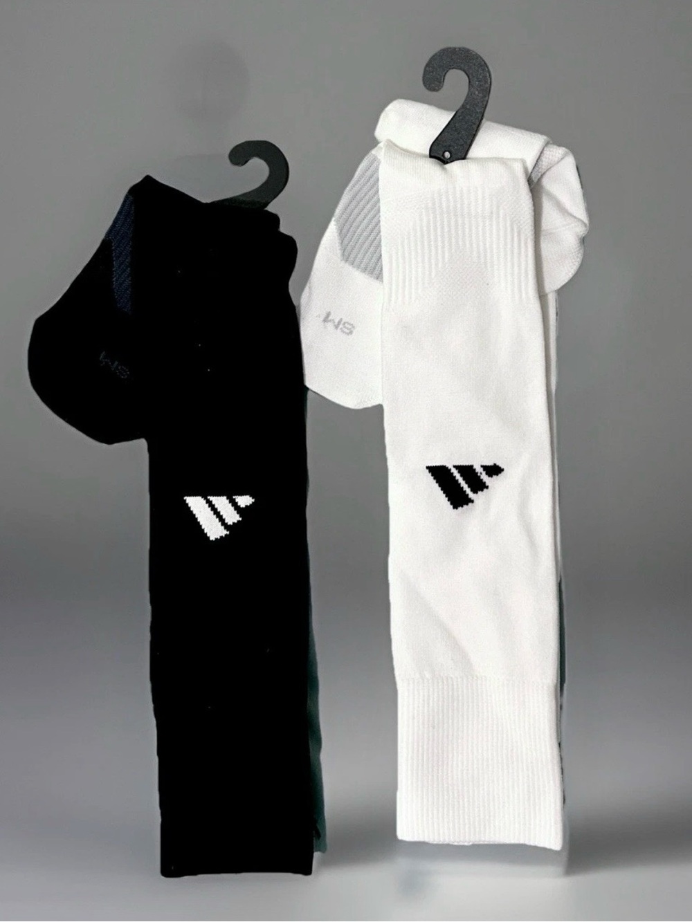 ADIDAS Soccer Knee Highs Socks LOT OF 2 - Black/White Nylon/Lycra Youth Small